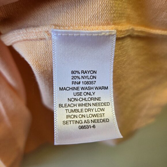 NWT Liz Claiborne Womens Pale Peach Puff Sleeve Knit Top L Soft Girl Office - Picture 6 of 8